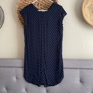 Madewell Shift Tunic Dress Navy Polka Dot Cap Sleeves